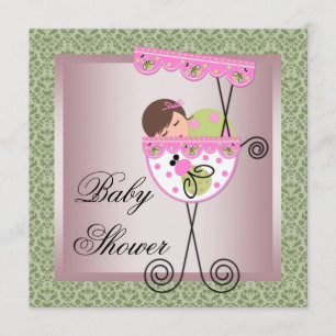 Invitation Cartons d'invitation pour Baby Shower fille en ros