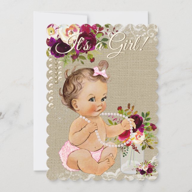 Invitation Cartons d'invitation pour Baby Shower Fille en toi (Devant)