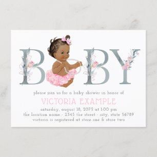 Invitation Cartons d'invitation pour Baby Shower Fille Ethniq