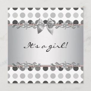Invitation Cartons d'invitation pour Baby Shower fille pois