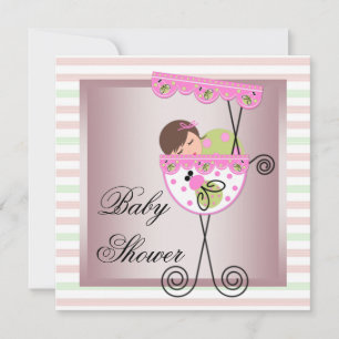 Invitation Cartons d'invitation pour Baby Shower fille rose v
