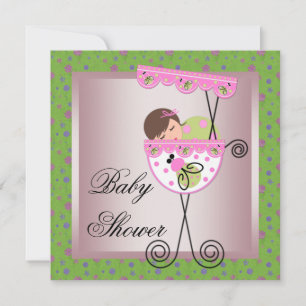 Invitation Cartons d'invitation pour Baby Shower fille rose v