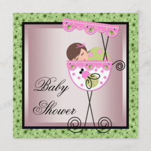 Invitation Cartons d'invitation pour Baby Shower fille rose v