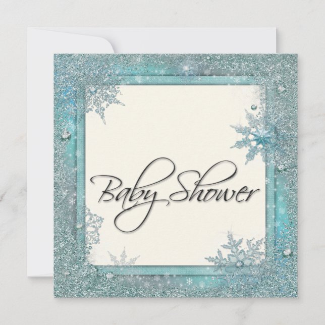 Invitation Cartons d'invitation pour Baby Shower Flocon de Ne (Devant)