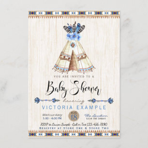 Invitation Cartons d'invitation pour Baby Shower garçon tipi