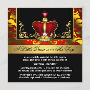 Invitation Cartons d'invitation pour Baby Shower Prince Couro