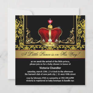Invitation Cartons d'invitation pour Baby Shower Prince Couro