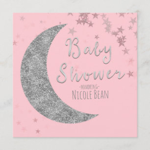 Invitation Cartons d'invitation pour Baby Shower Rose & Argen