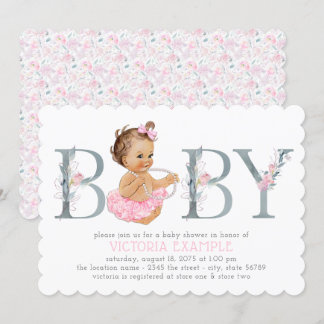 Invitation Cartons d'invitation pour baby shower Rose et Gris