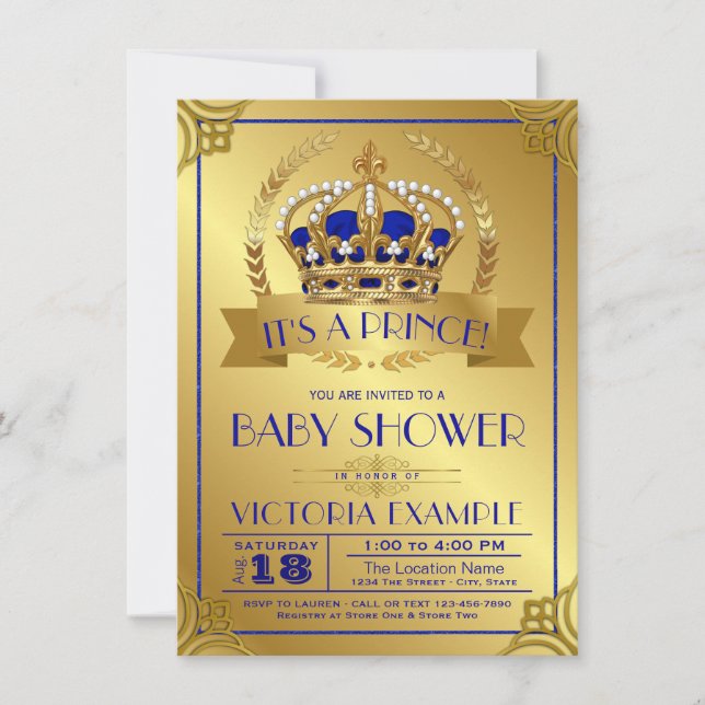 Invitation Cartons d'invitation pour Baby Shower Royal Blue G (Devant)