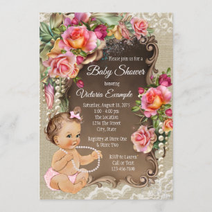 Invitation Cartons d'invitation pour Baby Shower Rustique ave