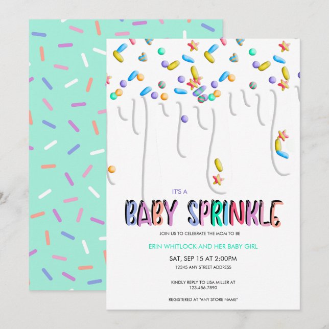 Invitation Cartons d'invitation pour Baby Sprinkle (Devant / Derrière)