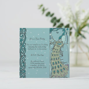 Invitation Cartons d'invitation pour dîner au paon Art Nouvea
