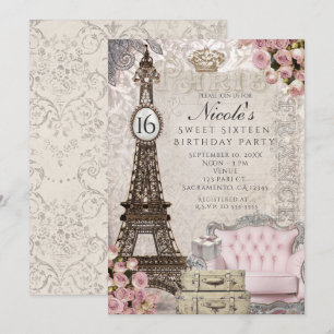 Invitation Cartons d'invitation pour fête avec la Tour Eiffel