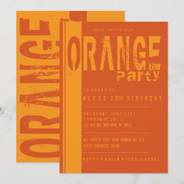 Invitation Cartons d'invitation pour fête d'anniversaire oran (Devant / Derrière)