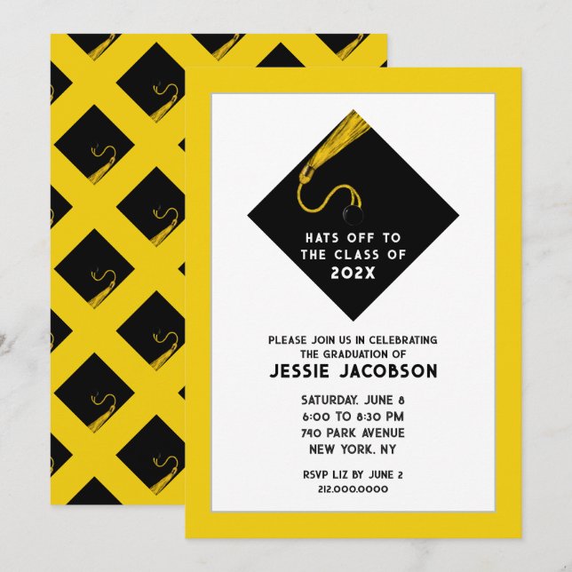 Invitation Cartons d'invitation pour fête de fin d'études (Devant / Derrière)