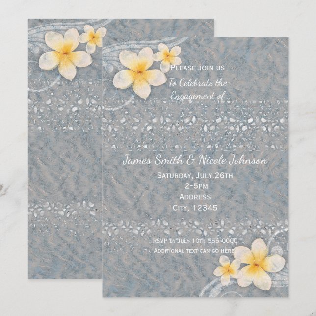 Invitation Cartons d'invitation pour fête d'été avec fleurs d (Devant / Derrière)