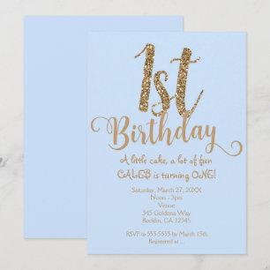 Invitation Cartons d'invitation pour la fête Bleue & Dorée po