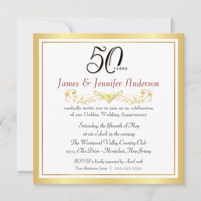 Invitation Cartons d'invitation pour la fête des 50 ans de ma (Devant)