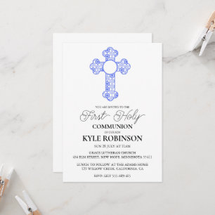 Invitation cartons d'invitation pour la première communion bl
