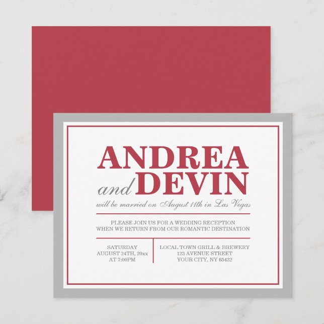 Invitation Cartons d'invitation pour la réception de mariage  (Devant / Derrière)