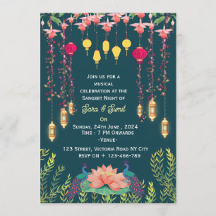 Invitation Cartons d'invitation pour la soirée Sangeet de mar