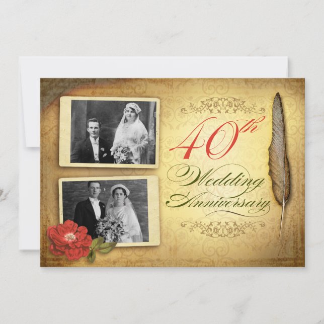 Invitation Cartons d'invitation pour le 40e anniversaire de m (Devant)