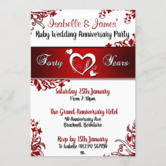 Invitation Cartons d'invitation pour le 40e anniversaire de m