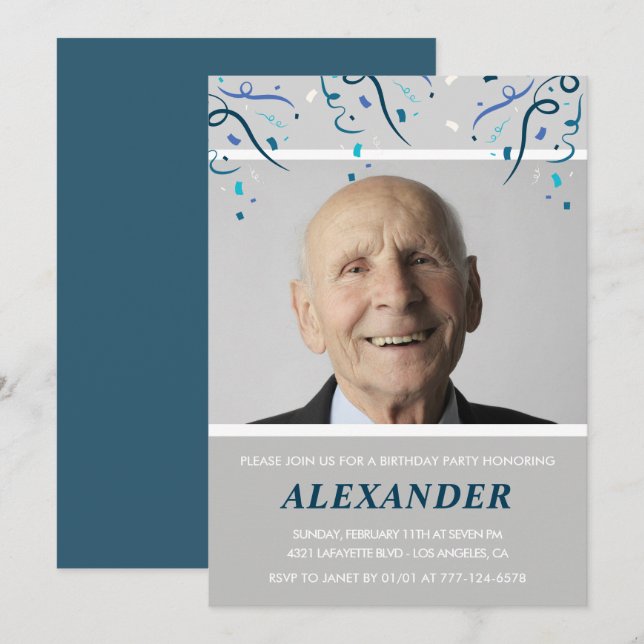 Invitation Cartons d'invitation pour les 100 ans Hommes Confe (Devant / Derrière)