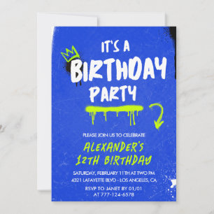Invitation Cartons d'invitation pour les 12 ans garçon Graffi