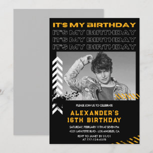 Invitation Cartons d'invitation pour les 16 ans hommes Photo 