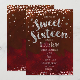 Invitation Cartons d'invitation pour les 16 ans Rouge et Arge