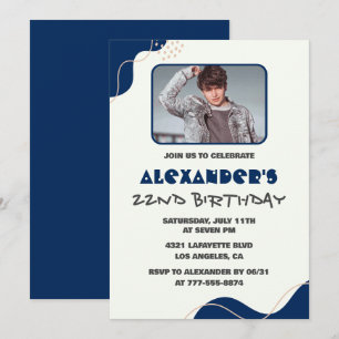 Invitation Cartons d'invitation pour les 22 ans Hommes Navy S