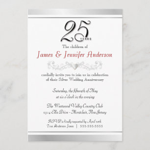 Invitation Cartons d'invitation pour les 25 ans de mariage