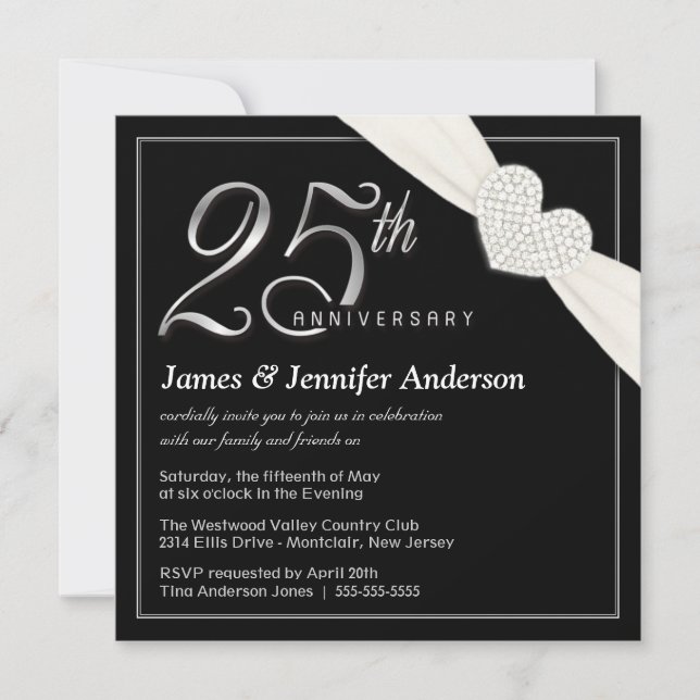 Invitation Cartons d'invitation pour les 25 ans de mariage (Devant)