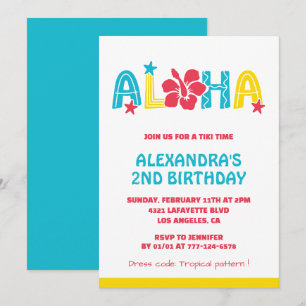 Invitation Cartons d'invitation pour les 2 ans Tropical Aloha