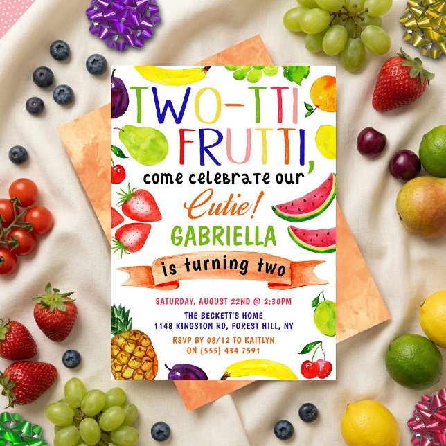 Invitation Cartons d'invitation pour les 2 ans Two-tti Frutti (Créateur téléchargé)