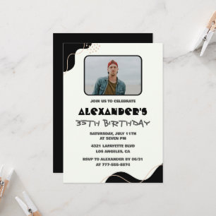 Invitation Cartons d'invitation pour les 35 ans Hommes Noir S