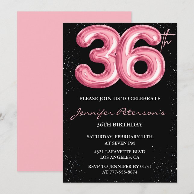 Invitation Cartons d'invitation pour les 36 ans de Black Pink (Devant / Derrière)