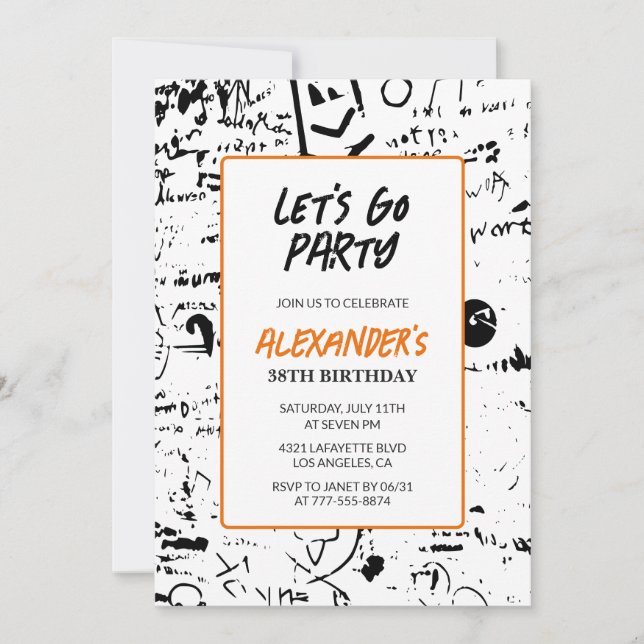 Invitation Cartons d'invitation pour les 38 ans Hommes Graffi (Devant)