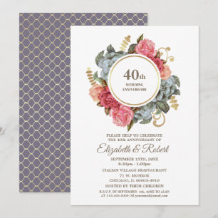 Invitation Cartons d'invitation pour les 40 ans de mariage