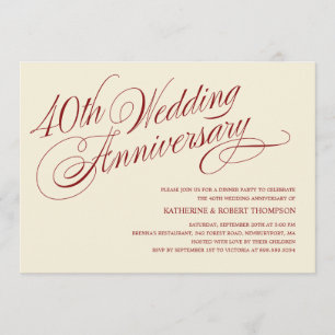 Invitation Cartons d'invitation pour les 40 ans de mariage