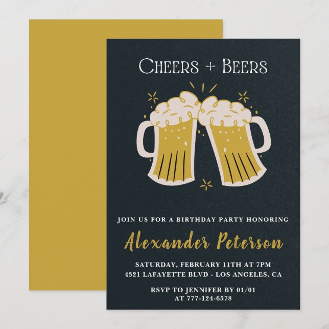 Invitation Cartons d'invitation pour les 42 ans Cheers Beers  (Devant / Derrière)