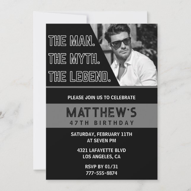 Invitation Cartons d'invitation pour les 47 ans Black The Man (Devant)