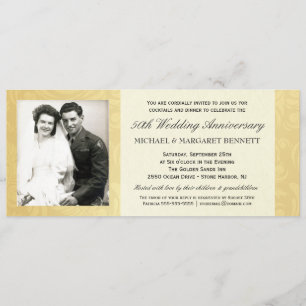Invitation Cartons d'invitation pour les 50 ans - Damassé Or 