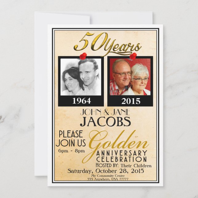 Invitation Cartons d'invitation pour les 50 ans de mariage do (Devant)
