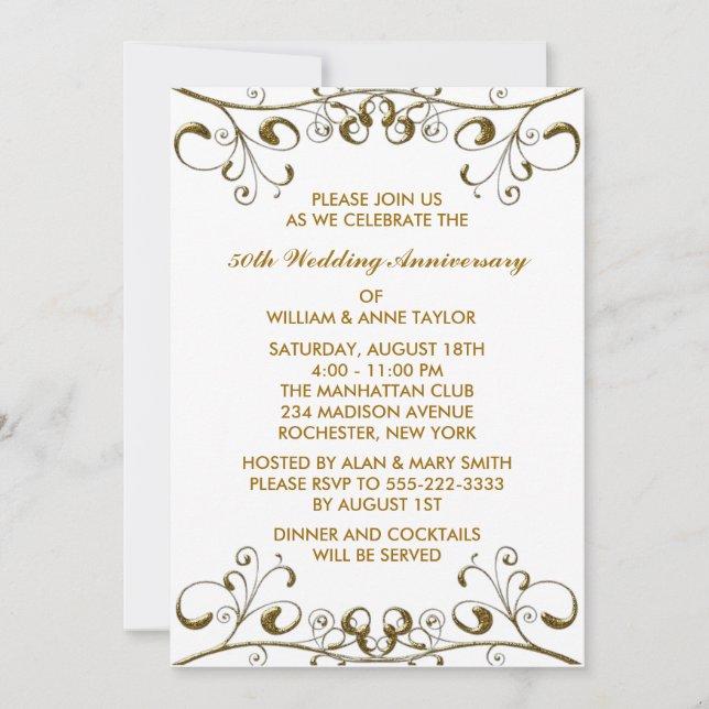 Invitation Cartons d'invitation pour les 50 ans de mariage Go (Devant)