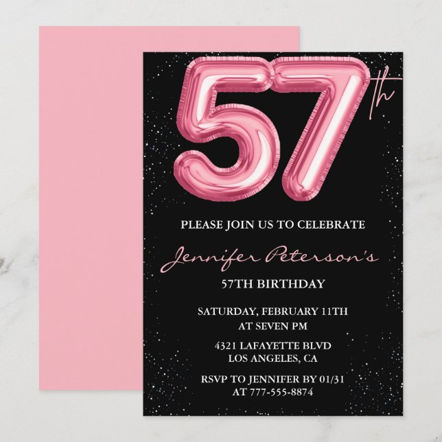 Invitation Cartons d'invitation pour les 57 ans de Black Pink (Devant / Derrière)
