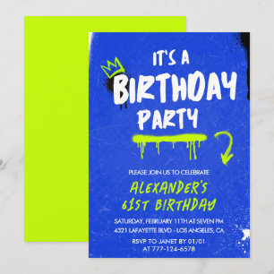 Invitation Cartons d'invitation pour les 61 ans Hommes Graffi