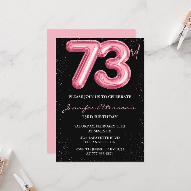 Invitation Cartons d'invitation pour les 73 ans de Black Pink (Devant/Arrière en situation)